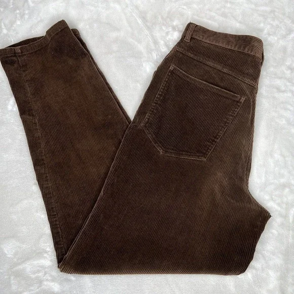 Lauren Ralph Lauren Women's Brown Corduroy High-Rise Tapered Leg Pants Size 10 - Picture 6 of 9